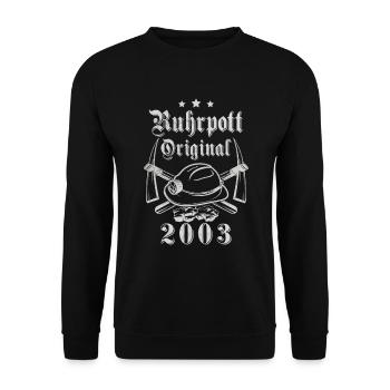 2003 Geburtstag Ruhrpott Original Hacke Helm - Unisex Pullover - Schwarz - Vorne - Alina (178cm) & Michal (187cm)