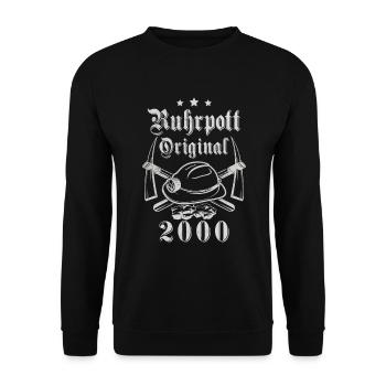 2000 Geburtstag Ruhrpott Original Hacke Helm - Unisex Pullover - Schwarz - Vorne - Alina (178cm) & Michal (187cm)