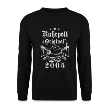 2005 Geburtstag Ruhrpott Original Hacke Helm - Unisex Pullover - Schwarz - Vorne - Alina (178cm) & Michal (187cm)
