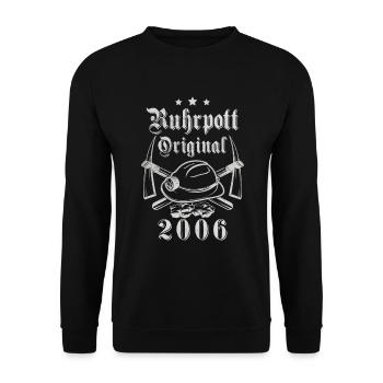 2006 Geburtstag Ruhrpott Original Hacke Helm - Unisex Pullover - Schwarz - Vorne - Alina (178cm) & Michal (187cm)