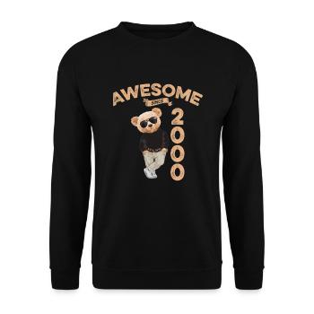2000 Geburtstag Cool Teddy Bär Awesome since - Unisex Pullover - Schwarz - Vorne - Alina (178cm) & Michal (187cm)
