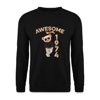 1974 Geburtstag Cool Teddy Bär Awesome since - Unisex Pullover - Schwarz - Vorne - Alina (178cm) & Michal (187cm)