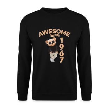 1967 Geburtstag Cool Teddy Bär Awesome since - Unisex Pullover - Schwarz - Vorne - Alina (178cm) & Michal (187cm)