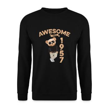 1957 Geburtstag Cool Teddy Bär Awesome since - Unisex Pullover - Schwarz - Vorne - Alina (178cm) & Michal (187cm)