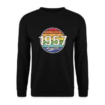 1957 Geburtstag Year Original - Unisex Pullover - Schwarz - Vorne - Alina (178cm) & Michal (187cm)