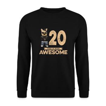 20 Years of being Awesome Cool Dog - Unisex Pullover - Schwarz - Vorne - Alina (178cm) & Michal (187cm)