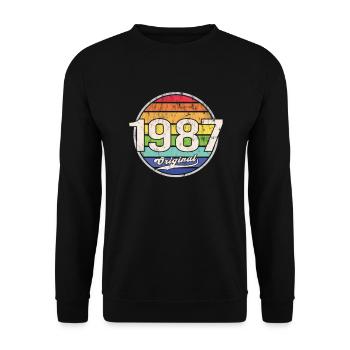1987 Geburtstag Year Original - Unisex Pullover - Schwarz - Vorne - Alina (178cm) & Michal (187cm)