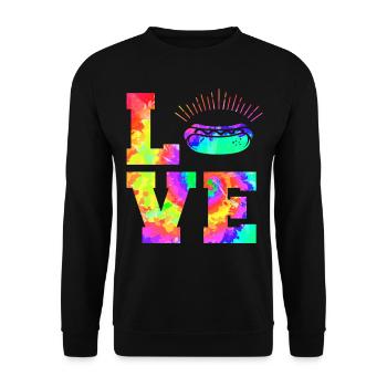 Hot Dog Adulte Tie Dye des années 80 des années 90 - Sweat-shirt Unisexe - noir - Devant - Alina (178cm) & Michal (187cm)