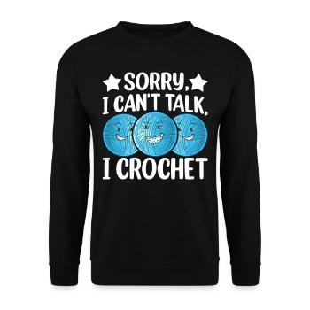 Dictons de crochet drôles - Désolé je ne peux pas parler je croche - Sweat-shirt Unisexe - noir - Devant - Alina (178cm) & Michal (187cm)