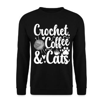 Crochet café & chats - Cat Lover Crocheter - Sweat-shirt Unisexe - noir - Devant - Alina (178cm) & Michal (187cm)