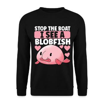 Poisson blob mignon poisson laid - Sweat-shirt Unisexe - noir - Devant - Alina (178cm) & Michal (187cm)