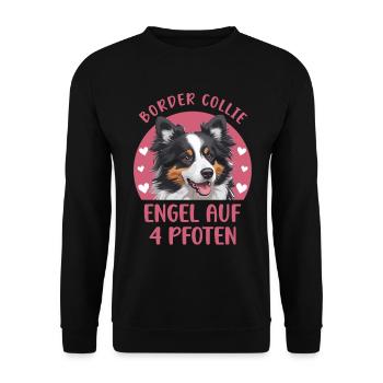 Border Collie - Engel auf 4 Pfoten - Unisex Pullover - Schwarz - Vorne - Alina (178cm) & Michal (187cm)
