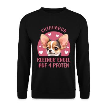Chihuahua - Kleiner Engel auf 4 Pfoten - Unisex Pullover - Schwarz - Vorne - Alina (178cm) & Michal (187cm)