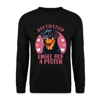 Rottweiler - Engel auf 4 Pfoten - Unisex Pullover - Schwarz - Vorne - Alina (178cm) & Michal (187cm)