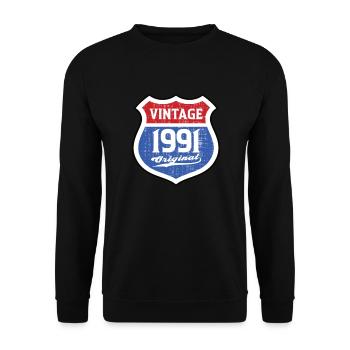 1991 Geburtstag Route Vintage Original - Unisex Pullover - Schwarz - Vorne - Alina (178cm) & Michal (187cm)