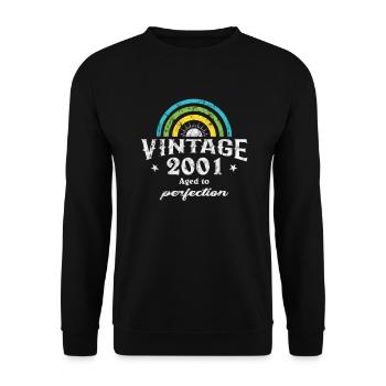 2001 Birthday Vintage Rainbow Sun - Unisex Sweatshirt - black - Front - Alina (178cm) & Michal (187cm)