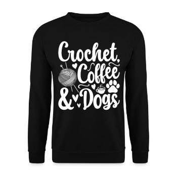 Crochet coffee & dogs - Dog Lover Crocheter - Unisex Sweatshirt - black - Front - Alina (178cm) & Michal (187cm)