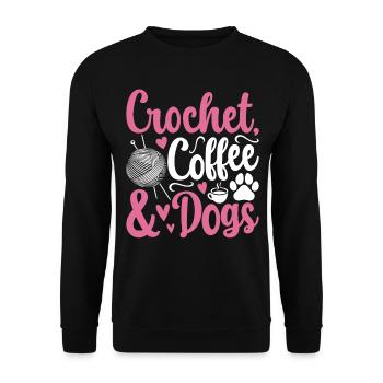 Crochet coffee & dogs - Crocheter Dog Owner - Unisex Pullover - Schwarz - Vorne - Alina (178cm) & Michal (187cm)