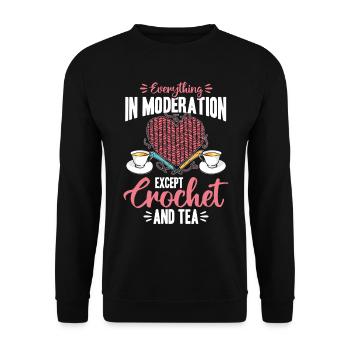 Everything In Moderation Except Crochet and tea - Unisex Sweatshirt - black - Front - Alina (178cm) & Michal (187cm)