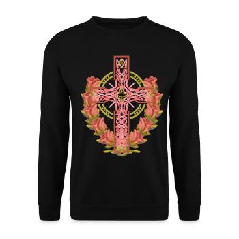 Croix Roses Croix Croix Jésus Dieu - Sweat-shirt Unisexe - noir - Devant - Alina (178cm) & Michal (187cm)