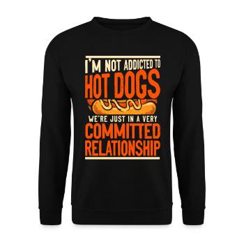 Hot Dog Adult I'm Not Addicted To - Unisex Pullover - Schwarz - Vorne - Alina (178cm) & Michal (187cm)