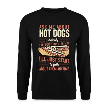 Hot Dog Adult Ask Me About Hot - Unisex Pullover - Schwarz - Vorne - Alina (178cm) & Michal (187cm)