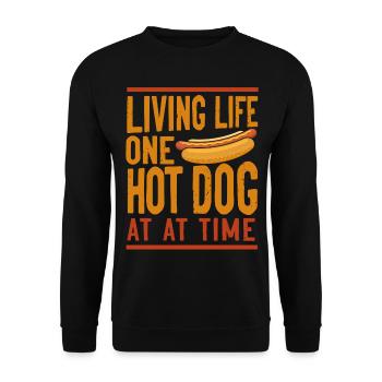 Hot Dog Adult Living Life One Hot - Unisex Pullover - Schwarz - Vorne - Alina (178cm) & Michal (187cm)