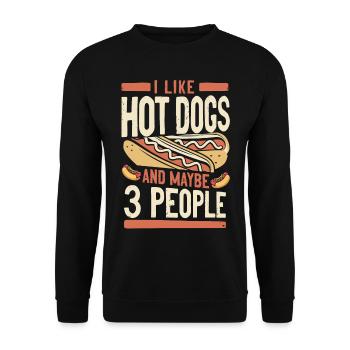 Hot Dog Adult I Like Hot Dogs And - Unisex Pullover - Schwarz - Vorne - Alina (178cm) & Michal (187cm)
