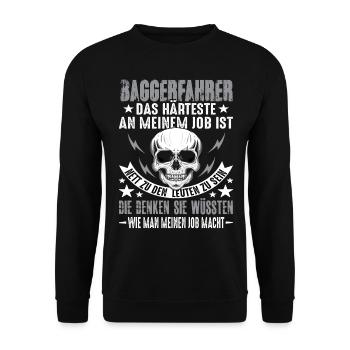 Conducteur d’excavatrice Conducteur d’excavatrice Conducteur d’excavatrice disant drôle - Sweat-shirt Unisexe - noir - Devant - Alina (178cm) & Michal (187cm)