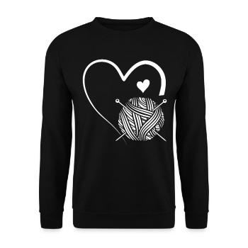 Crochet Lover Yarn ball Heart - Unisex Sweatshirt - black - Front - Alina (178cm) & Michal (187cm)