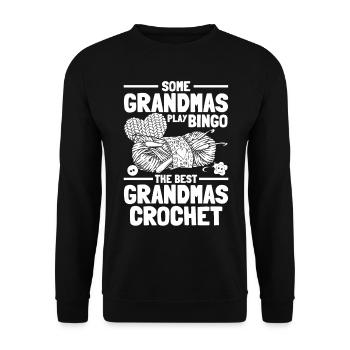 Some grandmas play bingo the best grandmas crochet - Unisex Pullover - Schwarz - Vorne - Alina (178cm) & Michal (187cm)