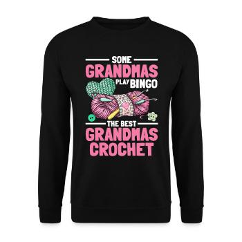 Some grandmas play bingo the best grandmas crochet - Unisex Pullover - Schwarz - Vorne - Alina (178cm) & Michal (187cm)