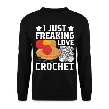 Crocheting Crochet Lover - I just freaking love cr - Unisex Sweatshirt - black - Front - Alina (178cm) & Michal (187cm)