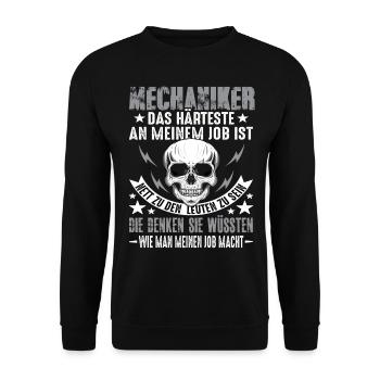 Mechanic Kfz Kfz Mechaiker Lustig Spruch - Unisex Sweatshirt - black - Front - Alina (178cm) & Michal (187cm)