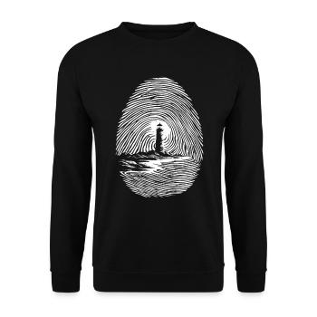 fingerprintwith lighthouse - Unisex Sweatshirt - black - Front - Alina (178cm) & Michal (187cm)