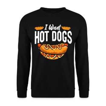 Hot Dog Adulte Je veux des hot-dogs - Sweat-shirt Unisexe - noir - Devant - Alina (178cm) & Michal (187cm)