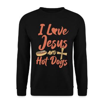 Hot Dog Adult Jesus Faith - Unisex Sweatshirt - black - Front - Alina (178cm) & Michal (187cm)