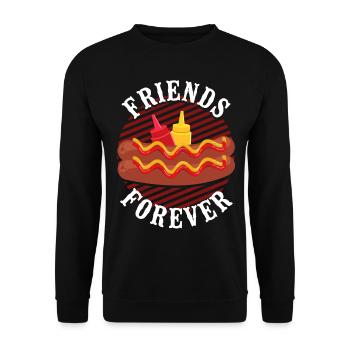 Hot Dog Adult Friends Forever - Unisex Pullover - Schwarz - Vorne - Alina (178cm) & Michal (187cm)
