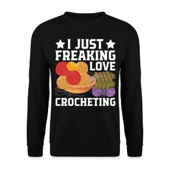Crochet Lover - I just freaking love crocheting - Unisex Sweatshirt - black - Front - Alina (178cm) & Michal (187cm)