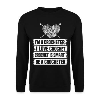 Crochet Lover Crochet Quote - I'm A Crocheter I Lo - Unisex Pullover - Schwarz - Vorne - Alina (178cm) & Michal (187cm)