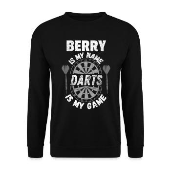 Berry-Darts-Fan, Dartspieler. Vintage-Dart-Design - Unisex Pullover - Schwarz - Vorne - Alina (178cm) & Michal (187cm)