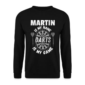 Personal Darts design for Martin. Tough, dart - Unisex Sweatshirt - black - Front - Alina (178cm) & Michal (187cm)