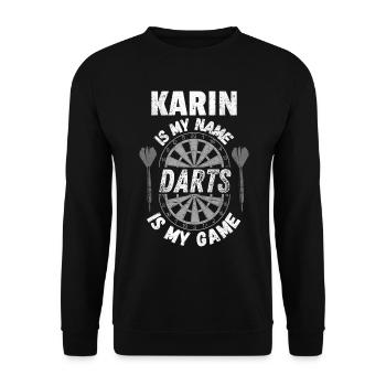 Name shirt for Darts and darts fan Karin, vintage - Unisex Sweatshirt - black - Front - Alina (178cm) & Michal (187cm)