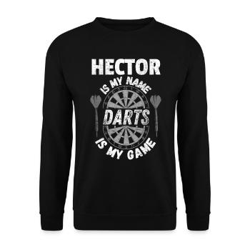 Darts, Darts-Fan Hector personalisierter Dartspieler - Unisex Pullover - Schwarz - Vorne - Alina (178cm) & Michal (187cm)