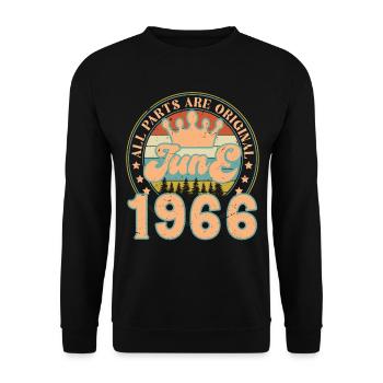 June 1966. June 1966 Birthday Gift. June - Unisex Sweatshirt - black - Front - Alina (178cm) & Michal (187cm)