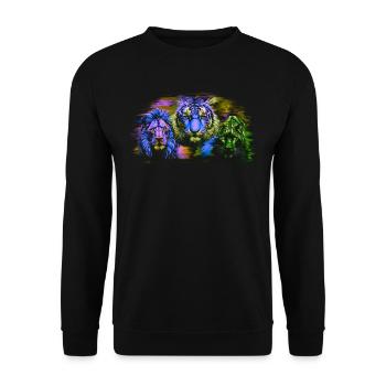 Löwe Löwen Tiger Katzen Katze Wildtiere Zoo - Unisex Pullover - Schwarz - Vorne - Alina (178cm) & Michal (187cm)