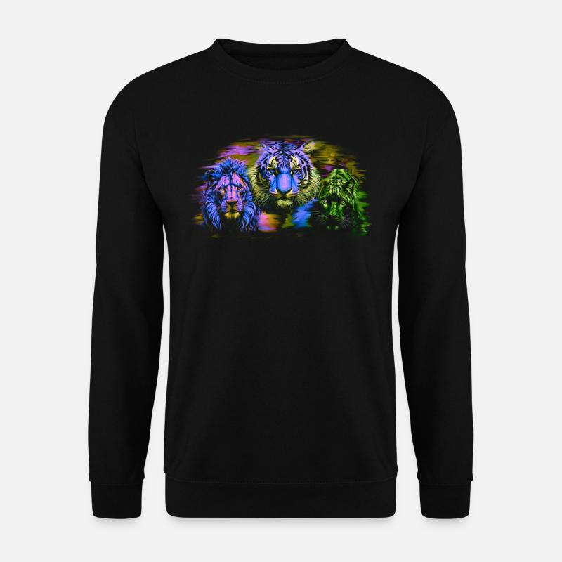 Löwe Löwen Tiger Katzen Katze Wildtiere Zoo - Unisex Pullover - Schwarz