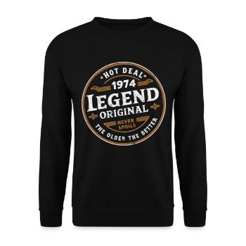 Original 1974 50. Geburtstag - Unisex Pullover - Schwarz - Vorne - Alina (178cm) & Michal (187cm)