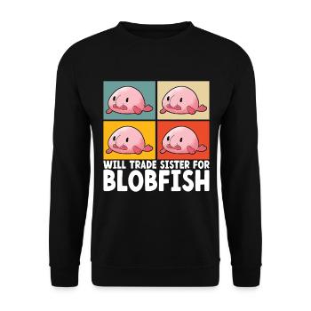 Süßer Blobfisch Hässlicher Fisch - Unisex Pullover - Schwarz - Vorne - Alina (178cm) & Michal (187cm)