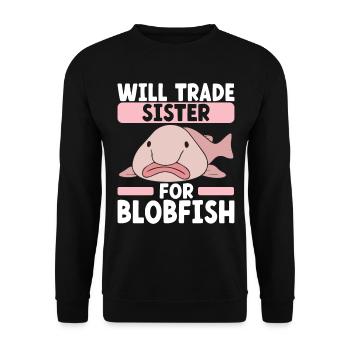 Poisson blob mignon poisson laid - Sweat-shirt Unisexe - noir - Devant - Alina (178cm) & Michal (187cm)